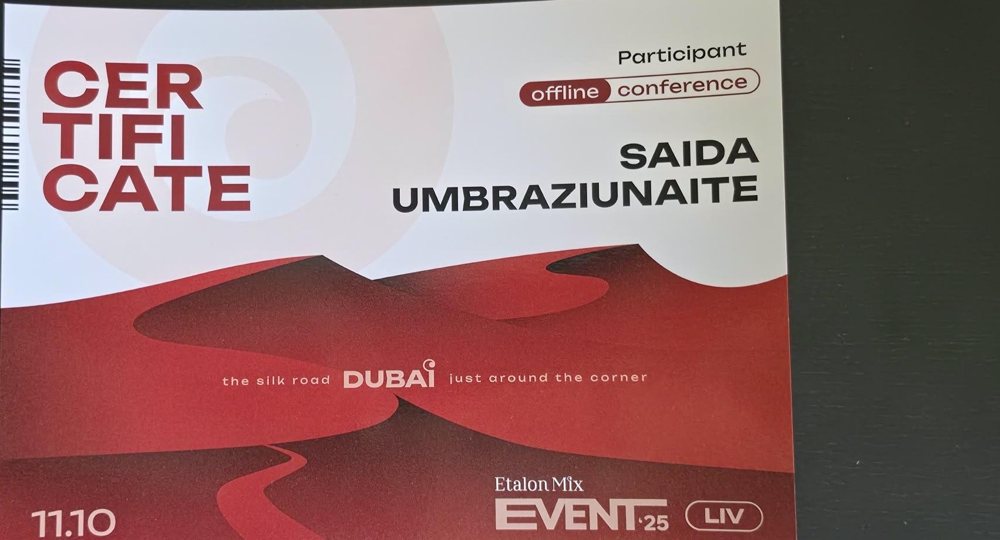 Etalon Mix Event 2025 Dubai conference certificate
