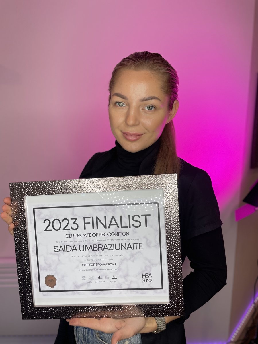 Saida Umbraziunaite, 2023 finalist for Best for Brows SPMU at the UK Hair and Beauty Awards